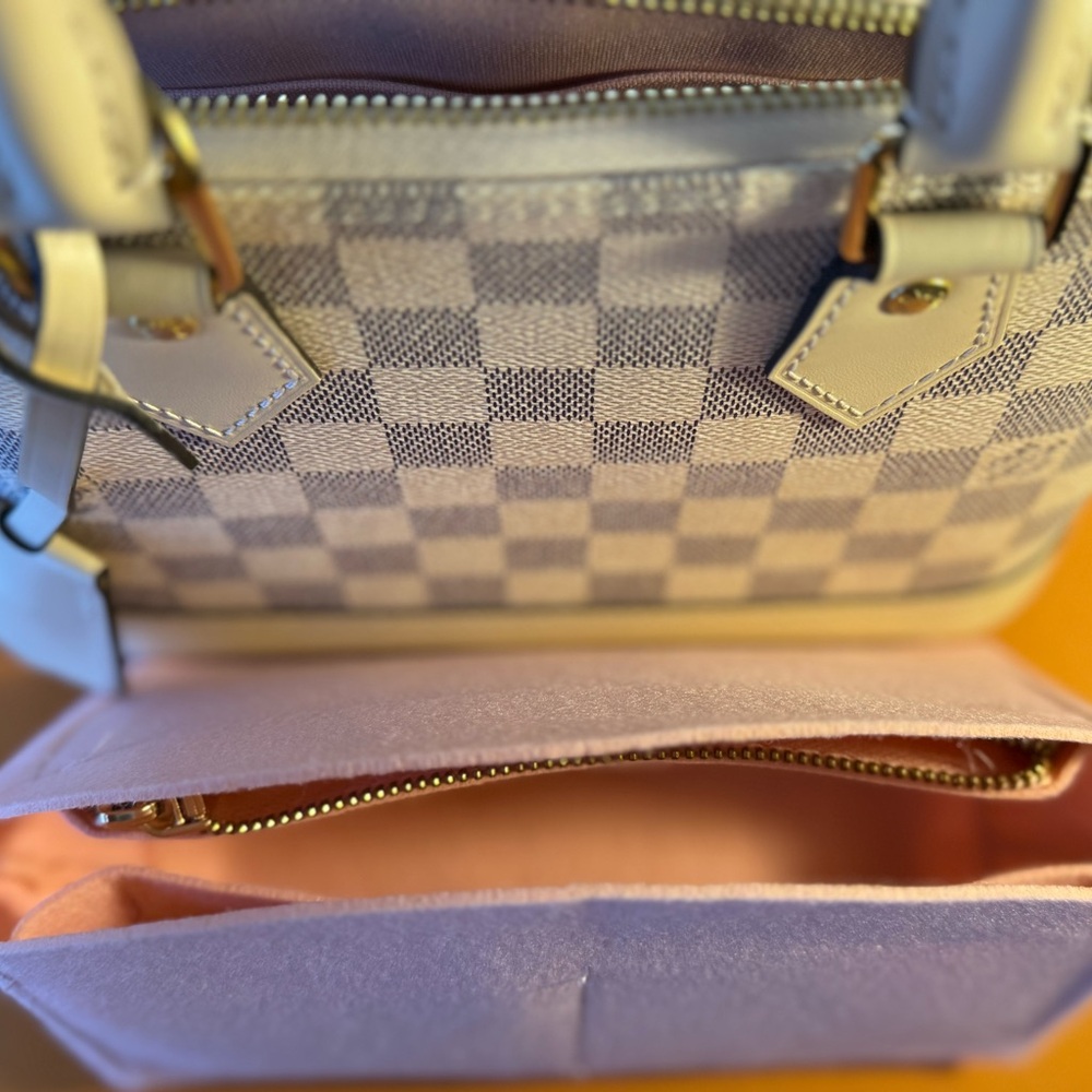 💯 Authentic Louis Vuitton Alma BB Damier Azur Braided Handles (Model N45294)Pink - Picture 4 of 17